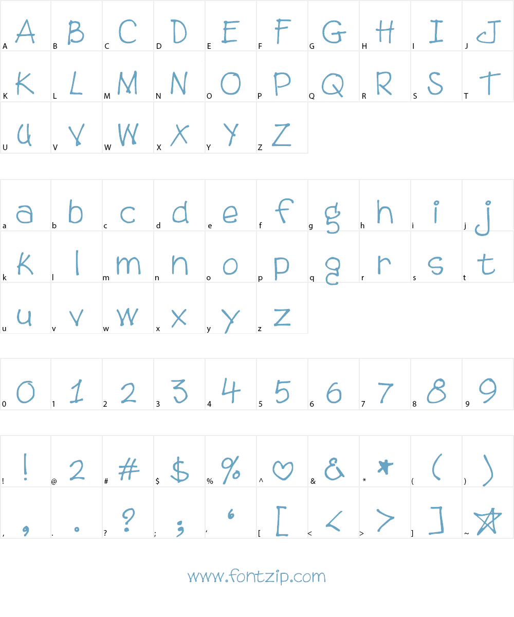 DJB Tweenybopper Font Character